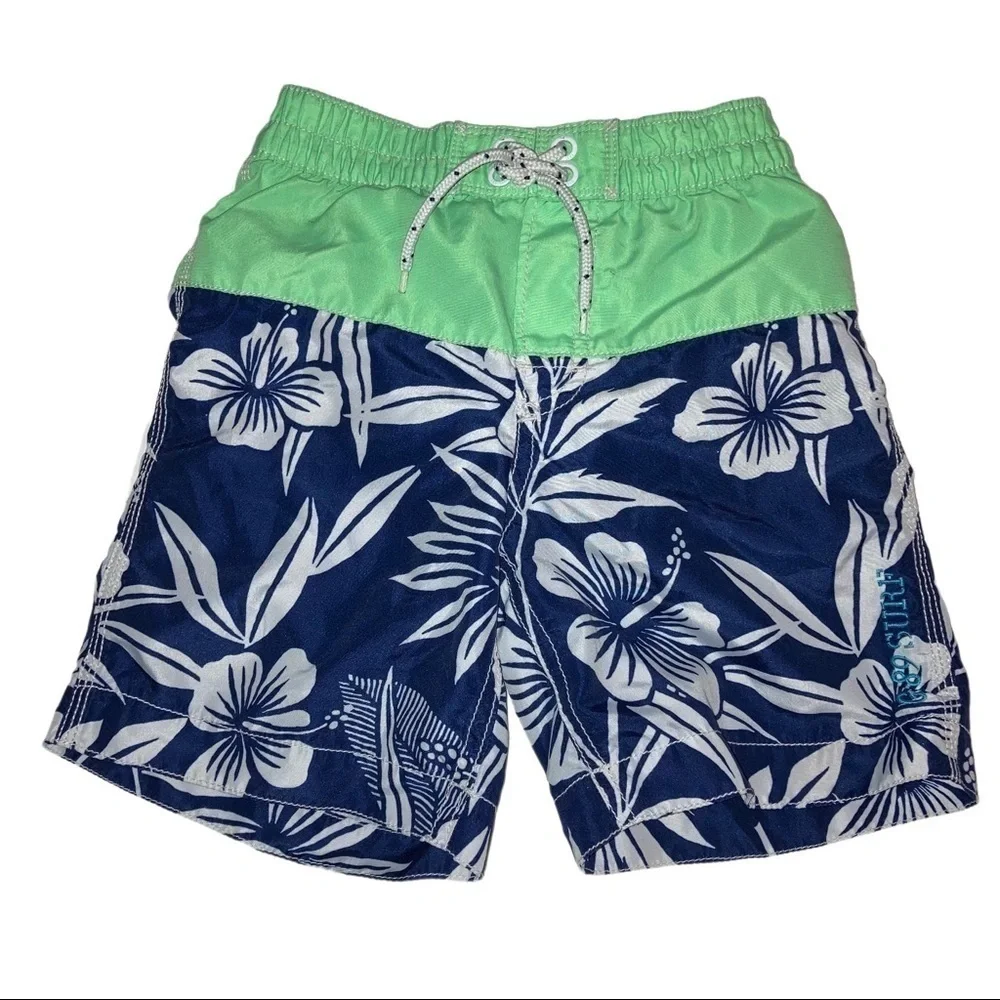 Gap Swim Trunk Tropical neon green white navy 5